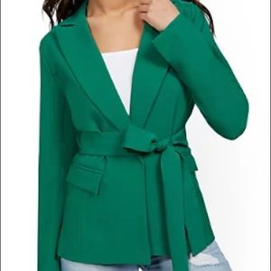 GREEN TIE-FRONT BLAZER - New York & Company 7TH AVENUE